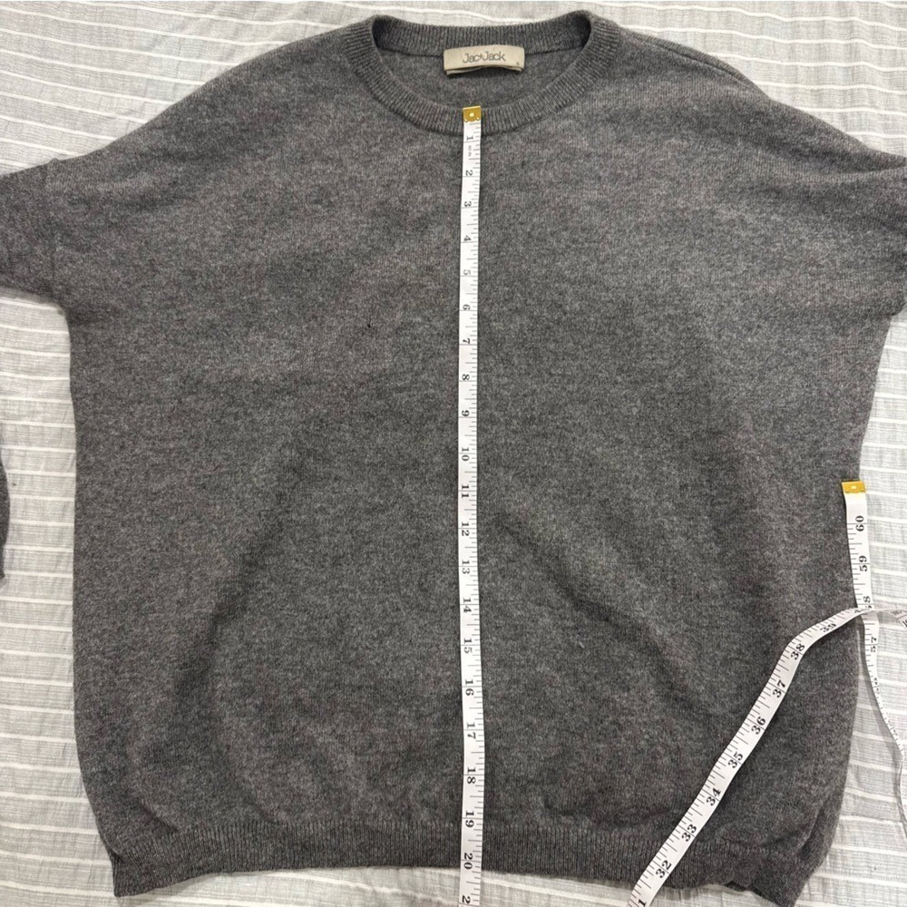 Jac + Jack long sleeve crew neck long sleeve 100% cashmere sweater grey small - Picture 8 of 8
